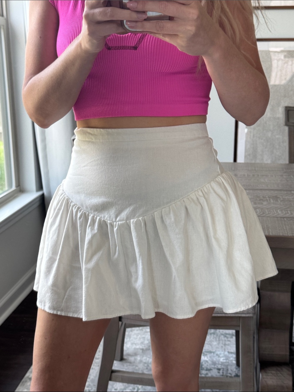 Y2K Women's White Flared Ruffle Mini Skirt